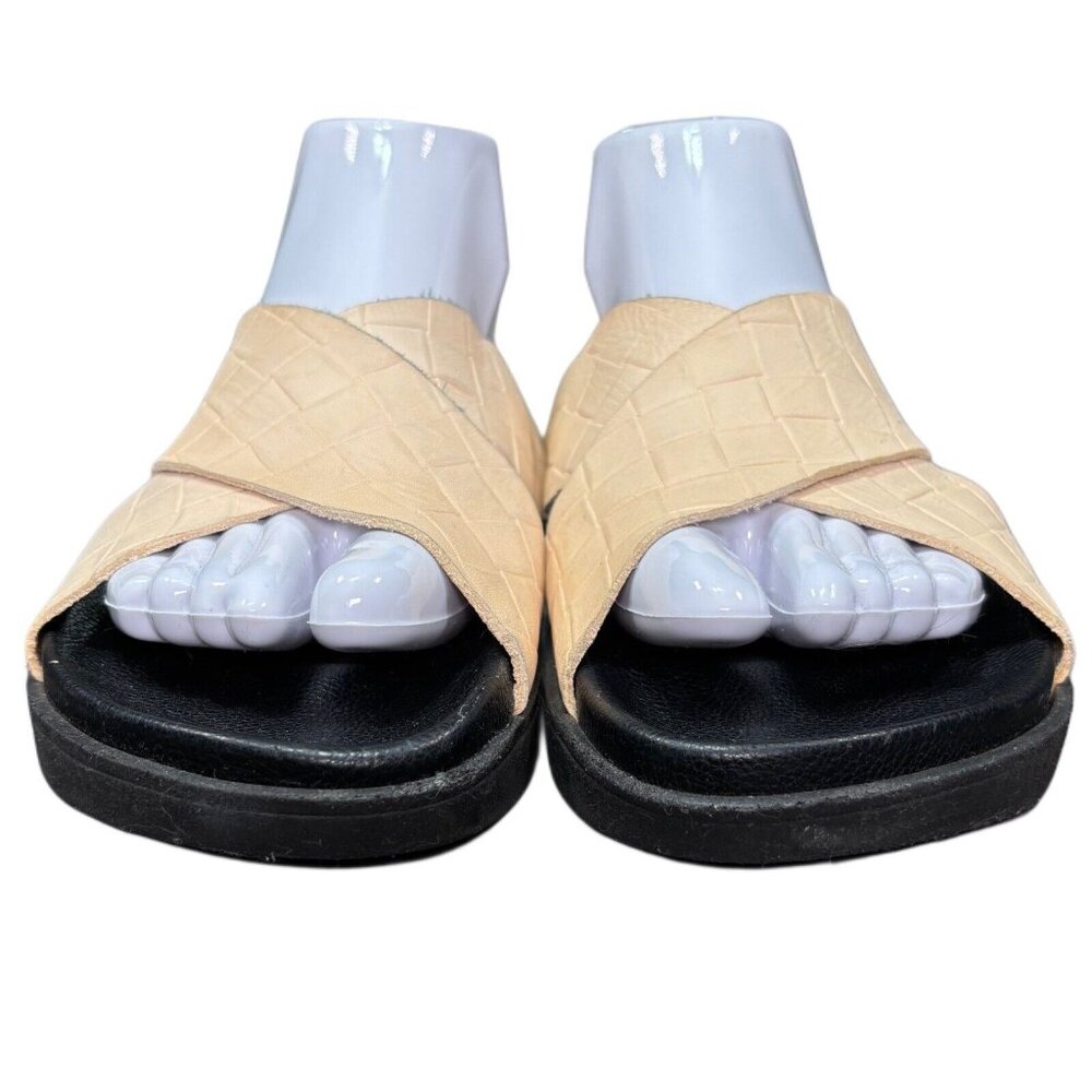 Yokono Leather Sock Slide Comfort Sandals Beige Off White Sz 38 Slip On